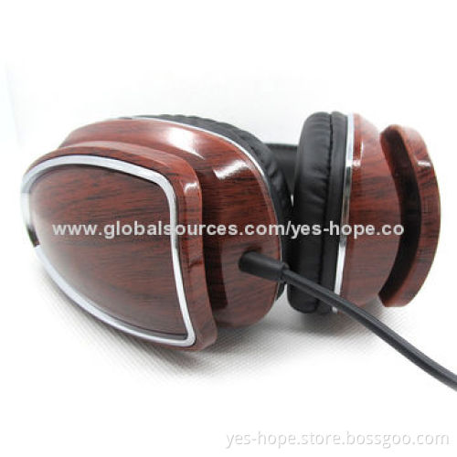 Real wooden stereo headband music headset
